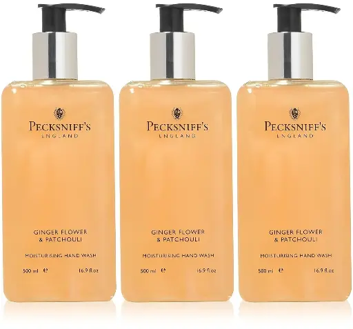 [222221] 16.9 Fluid Oz Hand Wash (Ginger Flower & Patchouli) - Gentle Cleanser for Sensitive Skin - Moisturizing & Hydrating - All Natural Cruelty Free Hand Wash - Vitamin B Enriched Hand Wash - Pecksniff’s (Three Pack)