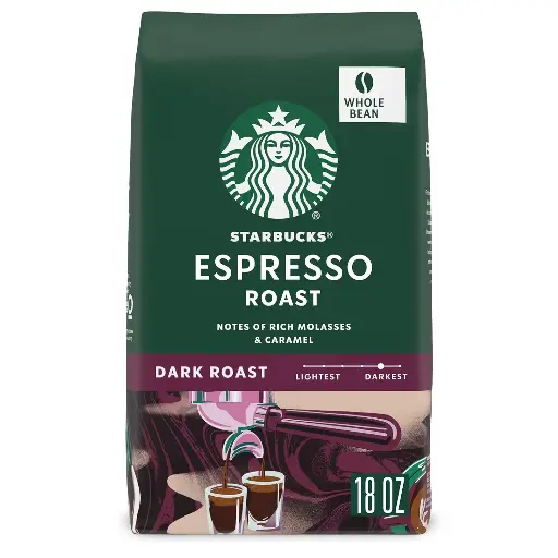 [252556] Starbucks Whole Bean Coffee, Dark Roast Coffee, Espresso Roast, 100% Arabica, 1 bag (18 oz) 