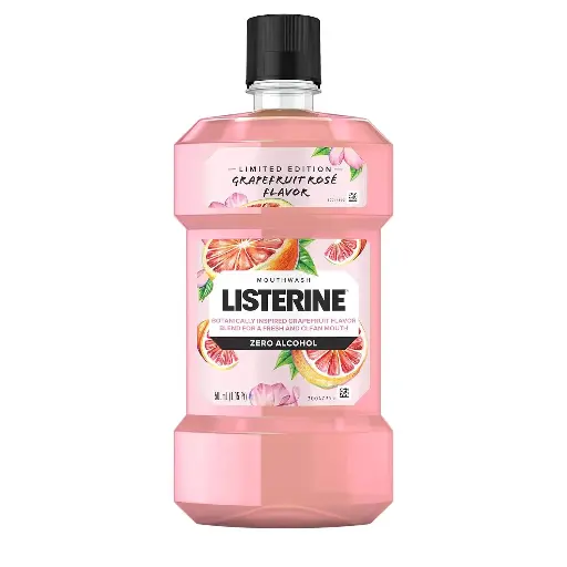 [252558] Listerine Zero Alcohol Mouthwash, Oral Rinse Kills up to 99% of Bad Breath Germs, Limited Edition Grapefruit Rose Flavor, 500 mL 