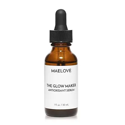 [84125] MAELOVE Vitamin C Serum, Glow Maker with Vitamins C, E, Ferulic & Hyaluronic Acid, Unscented, Award-Winning Brightening and Hydrating Facial Serum, 1.0 fl oz 