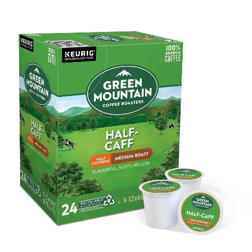 [252559] Green Mountain Coffee Roasters Half Caff, Single-Serve Keurig K-Cup Pods, Medium Roast Coffee, 24 Count 