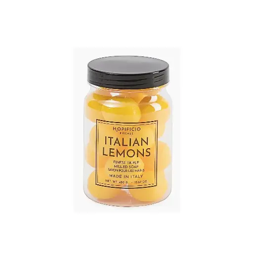 [222227] FIRENZE Italian Lemons Mini Hand Soap, Jar of Finest Triple Milled Soaps 15.87 oz. Made in Italy