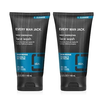 [909042] Every Man Jack Daily Face Wash for Men - Gently Cleanse, Moisturize, and Revive Dry, Tired Skin with Hyaluronic Acid and Niacinamide - 5 oz Men's Face Wash (2 Pack) 