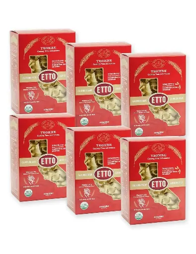 [768685445] Etto Pasta- Organic Trombe Pasta- Single Ingredient- Non-GMO Pasta- Vegan, Vegetarian, Organic Pasta. Protein-rich, All Natural- Durum Wheat Semolina Gourmet Pasta. Small Batch Crafted Pasta. Proudly Made in California- 6 Boxes (6 Pounds of Pasta) 