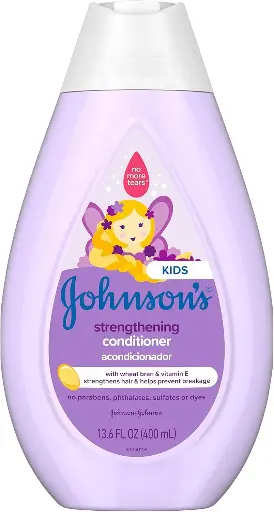 [222231] Johnson's Strengthening Tear-Free Kids' Conditioner with Vitamin E Strengthens & Helps Prevent Breakage, Paraben-, Sulfate- & Dye-Free, Hypoallergenic & Gentle on Toddler Hair, 13.6 fl. oz