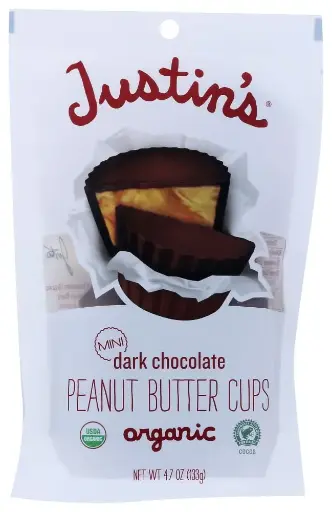 [909050] Justin's Organic Mini Peanut Butter Cups Dark Chocolate -- 4.7 oz - 2 pc 