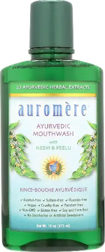 [222233] Auromere Ayurvedic Mouthwash - Vegan, Fluoride Free, Alcohol Free, Natural, Non GMO (16 fl oz), 1 Pack