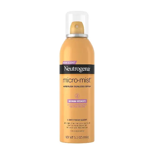 [222235] Neutrogena Micromist Airbrush Sunless Tanning Spray, Gradual Sunless Indoor Tanner with Witch Hazel, Alcohol-Free, Oil-Free & Non-Comedogenic Formula, Medium Intensity, 5.3 oz