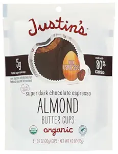 [65879855] JUSTINS Organic Super Dark Chocolate Espresso Almond Butter Cups, 4.2 OZ 