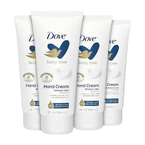 [222236] Dove Body Love Moisturizing Hand Cream for Rough or Dry Skin Intense Care Softens and Smoothes 3oz 4 Count