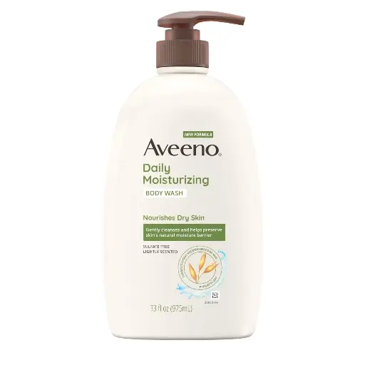 [252568] Aveeno Daily Moisturizing Body Wash, Body Wash for Dry Skin with Soothing Oat, Creamy Shower Cleanser, Gentle, Soap-Free and Dye-Free, Lightly Scented Body Wash, 33 FL OZ 