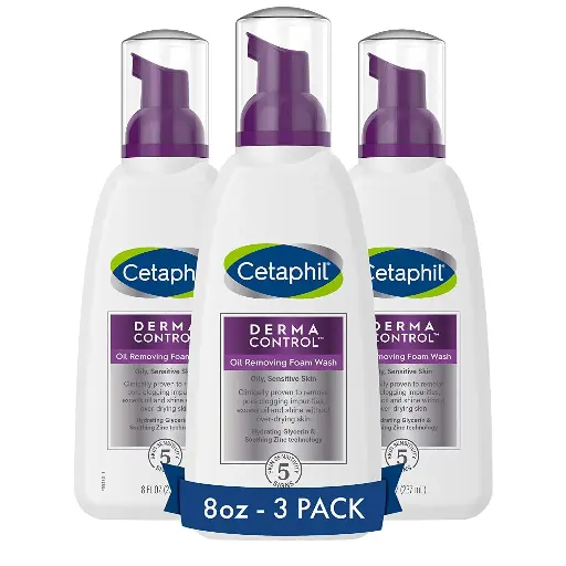 [252569] Cetaphil Pro Oil Removing Foam Wash, Foaming Facial Cleanser, Fragrance Free Formula Suitable for Sensitive Skin, 8 Fluid Ounce (Pack of 3) 