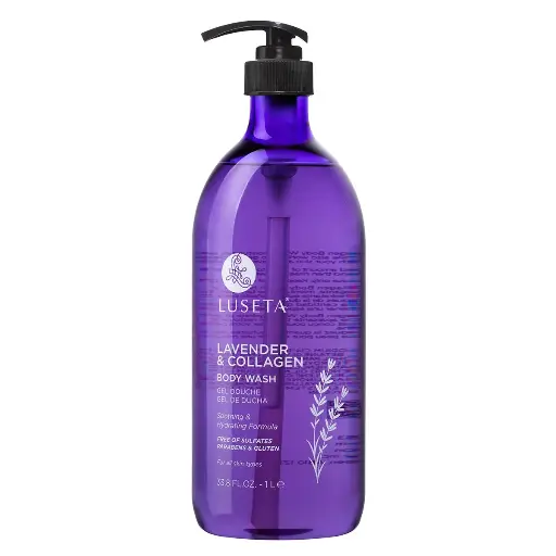 [252574] Luseta Lavender and Collagen Body Wash 33.8oz, Lightly Scented Daily Moisturizing Body Cleanser to Soothe & Relax 