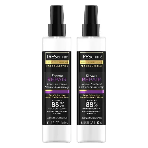 [222242] TRESemmé Hair Care Pro Collection Keratin Repair Leave in Conditioner Treatment, Visibly Seals Split Ends, Tames Flyaways for Healthy Looking Hair, 2 Pack - 6.1 Fl Oz Ea 