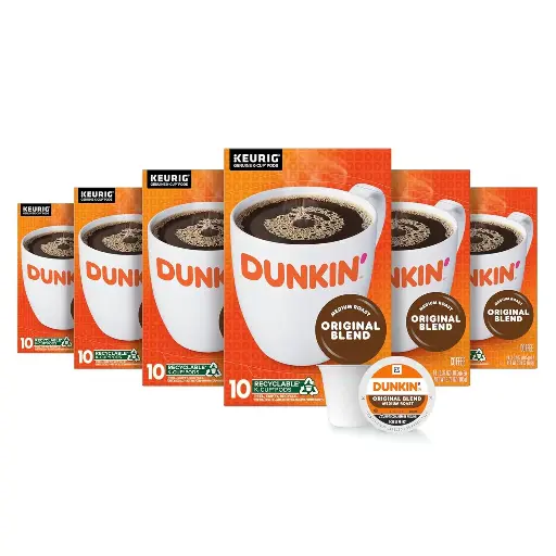 [252589] Dunkin' Original Blend Medium Roast Coffee, 60 Keurig K-Cup Pods 