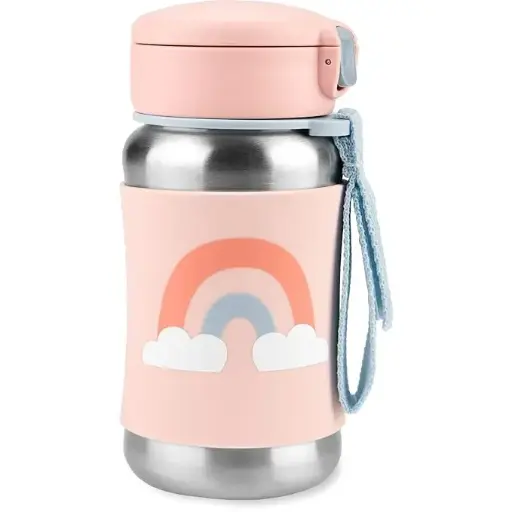 [4576879543] Skip Hop Toddler Sippy Cup with Straw, Sparks Stainless Steel Straw Bottle, Rainbow 