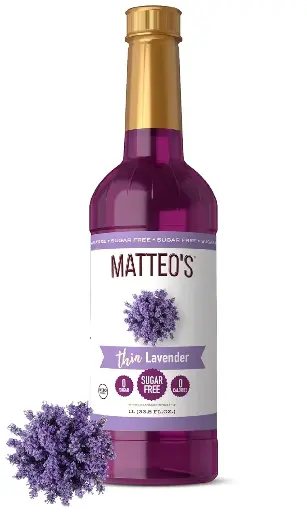 [222253] Matteo's Sugar Free Cocktail Mixers - Bartender Inspired Zero Sugar Syrup, Authentic Lavender Flavor, Sweet, Fruity Non-Alcoholic Syrup for Cocktails and Beverages - For All Occasions (33.8oz, 1pk)