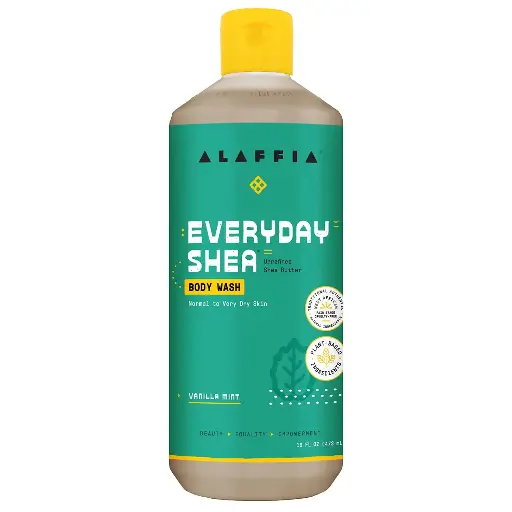 [2222555] Alaffia EveryDay Shea Body Wash - Naturally Helps Moisturize and Cleanse without Stripping Natural Oils with Shea Butter, Neem, and Coconut Oil, Fair Trade, Vanilla Mint 16 Fl Oz 