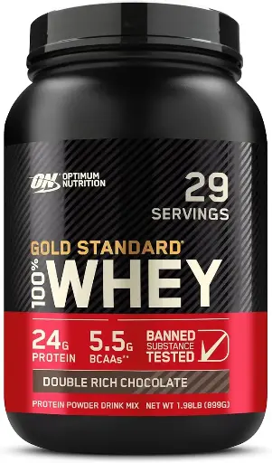 [576587644] Optimum Nutrition Gold Standard 100% Whey Protein Powder, Double Rich Chocolate, 2 Pound (Packaging May Vary) 