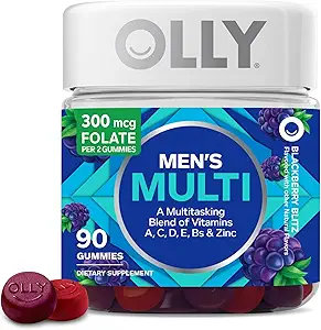 [54645756] OLLY Men's Multivitamin Gummy, Vitamins A, C, D, E, B, Zinc, Blackberry Flavor, 45 Day Supply - 90 Count 