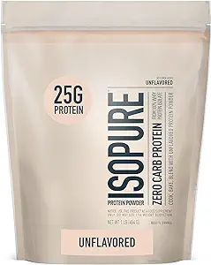 [4575689808] Isopure Unflavored Protein, Whey Isolate, with Vitamin C & Zinc for Immune Support, 25g Protein, Zero Carb & Keto Friendly, 1 Pound (Packaging May Vary) 