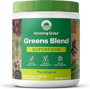 [678769008] Amazing Grass Greens Blend Superfood: Greens Powder Mix for Energy, with Organic Spirulina, Chlorella, Beet Root Powder, Digestive Enzymes & Probiotics, Original, 30 Servings (Packaging May Vary) 