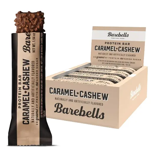 [43634544] Barebells Protein Bars Caramel Cashew - 12 Count, 1.9oz Bars with 20g of High Protein - Chocolate Protein Bar with 1g of Total Sugars - Perfect on The Go Protein Snack & Breakfast Bar 