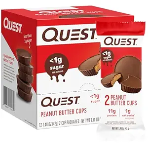 [5465457666] Quest Nutrition Peanut Butter Cups, 11g Protein, 1g Sugar, Low Carb, Gluten Free, Keto Friendly, 12 Count 