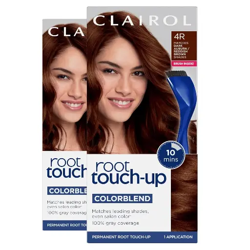 [252595] Clairol Root Touch-Up by Nice'n Easy Permanent Hair Dye, 4R Dark Auburn/Reddish Brown Hair Color, 2 Count 