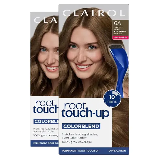 [252596] Clairol Root Touch-Up by Nice'n Easy Permanent Hair Dye, 6A Light Ash Brown Hair Color, Pack of 2 