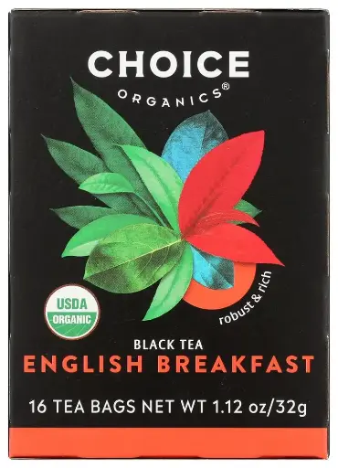 [222258] Choice Organics - Organic English Breakfast Tea (1 Pack) - Fair Trade - Compostable - Contains Caffeine - 16 Organic Black Tea Bags