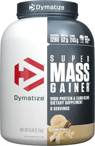 [466665563] Dymatize Super Mass Gainer Protein Powder, 1280 Calories & 52g Protein, Gain Strength & Size Quickly, 10.7g BCAAs, Mixes Easily, Tastes Delicious, Gourmet Vanilla, Gourmet Vanilla, 6 Pound (Pack of 1) 