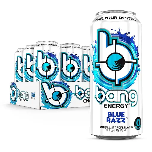 [435345345] Bang Energy Blue Razz, Sugar-Free Energy Drink, 16-Ounce (Pack of 12) 