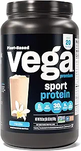 [566666756] Vega Premium Sport Protein Vanilla Protein Powder, Vegan, Non GMO, Gluten Free Plant Based Protein Powder Drink Mix, NSF Certified for Sport, 29.2 oz, Packaging may vary 