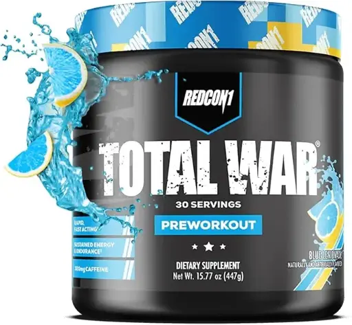 [667665611] REDCON1 Total War Pre Workout Powder, Blue Lemonade - Beta Alanine + Citrulline Malate Keto Friendly Preworkout for Men & Women with 320mg of Caffeine - Fast Acting (30 Servings) 