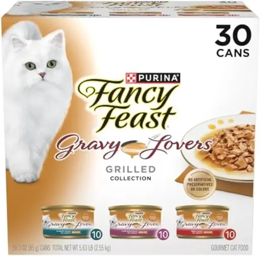 [2525108] Purina Fancy Feast Gravy Lovers Poultry and Beef Grilled Gourmet Wet Cat Food Variety Pack - (30) 3 oz. Cans 