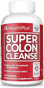 [566790099] Health Plus Super Colon Cleanse 10 Day Gentle Gut Cleanse Detox, Psyllium Husk, Probiotics for Constipation Relief & Digestive Support, 240 Capsules 