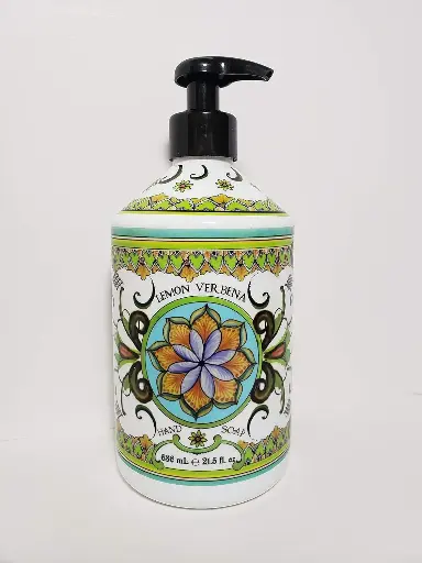 [222268] Lemon Verbena Hand Soap - Perfect Kitchen Decor Soap - Organic Liquid Hand Soap with Italian Soap Dispenser - Bathroom or Kitchen 21.5 Fl. Oz 