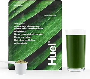 [4354768766] Huel Daily Greens | Superfood Greens Powder | 91 Vitamins, Minerals, and Wholefood-Sourced Ingredients | Adaptogens, Antioxidants, Gut-Friendly Probiotics | 30 Servings 