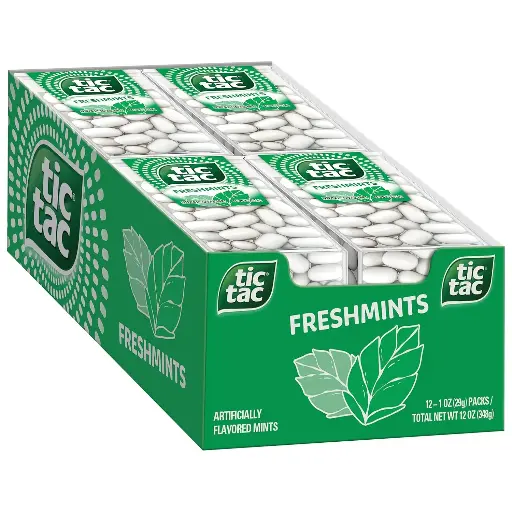 [2525109] Tic Tac Freshmint Breath Mints, Bulk 12 Pack, On-The-Go Refreshment, 1 oz Each 