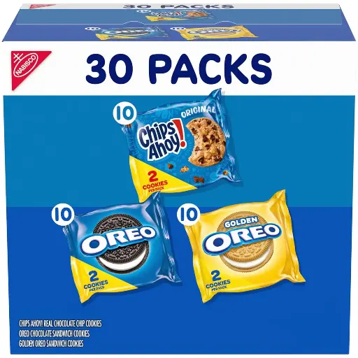 [2525110] Nabisco Sweet Treats Cookie Variety Pack OREO, OREO Golden & CHIPS AHOY!, 30 Snack Packs (2 Cookies Per Pack) 