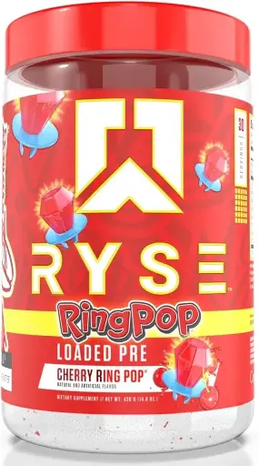 [5464577899] Ryse Loaded Pre Workout Powder Supplement for Men & Women | Pumps, Energy, Focus | Beta Alanine + Citrulline | 390mg Caffeine | 30 Servings (Ring Pop Cherry) 