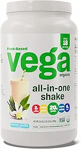 [32323434] Vega Organic All-in-One Vegan Protein Powder, French Vanilla -Superfood Ingredients, Vitamins for Immunity Support, Keto Friendly, Pea Protein for Women & Men, 1.5 lbs (Packaging May Vary) 