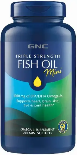 [890909654] GNC Triple Strength Fish Oil Mini's |Omega-3 Heart, Brain, Joint & Eye Support with Triglyceride EPA & DHA | Non-GMO Gluten Free | 240 Mini Softgels 