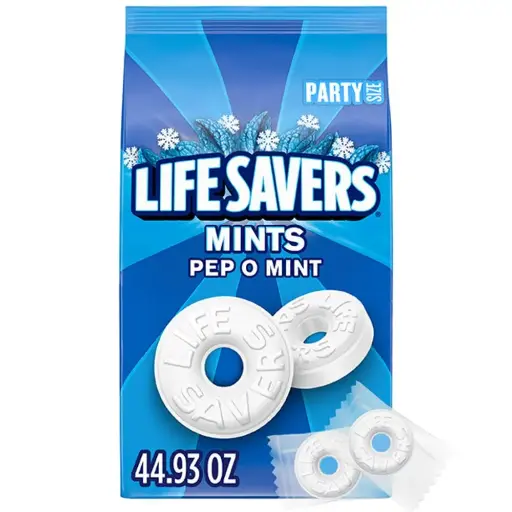 [2525115] LIFE SAVERS Pep-O-Mint Breath Mint Bulk Hard Candy, Party Size, 44.93 oz Bag 