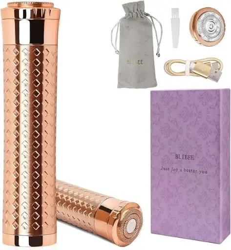 [822146] Facial Hair Removal for Women, Rechargeable Hair Removal Device, Painless Face Electric Razor/Shaver for Lip, Arms, Face, Peach Fuzz (Gold)