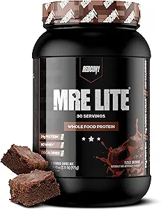 [343257875] REDCON1 MRE Lite Whole Food Protein Powder, Fudge Brownie - Low Carb & Whey Free Meal Replacement with Animal Protein Blends - Easy to Digest Supplement Made with MCT Oils (30 Servings) 
