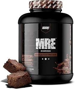 [4565755455] REDCON1 MRE Protein Powder, Fudge Brownie - Meal Replacement Protein Blend Made with MCT Oil & Whole Foods - Protein with Natural Ingredients to Aid in Muscle Recovery (25 Servings) 