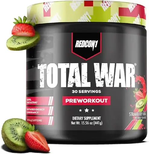 [1238980755] REDCON1 Total War Pre Workout Powder, Strawberry Kiwi - Beta Alanine + Citrulline Malate Keto Friendly Preworkout for Men & Women with 320mg of Caffeine - Fast Acting (30 Servings) Packaging May Vary 