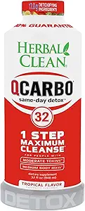 [675889008] Herbal Clean QCarbo32 Same-Day Premium Detox Drink, Stronger 17.03g Blend (Tropical Flavor, 32 Fl Oz) 